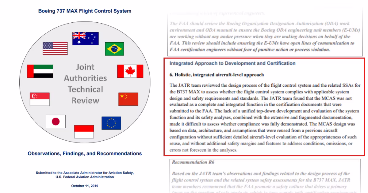 Excerpt from the JATR final report: classification finding on MCAS hazard category.